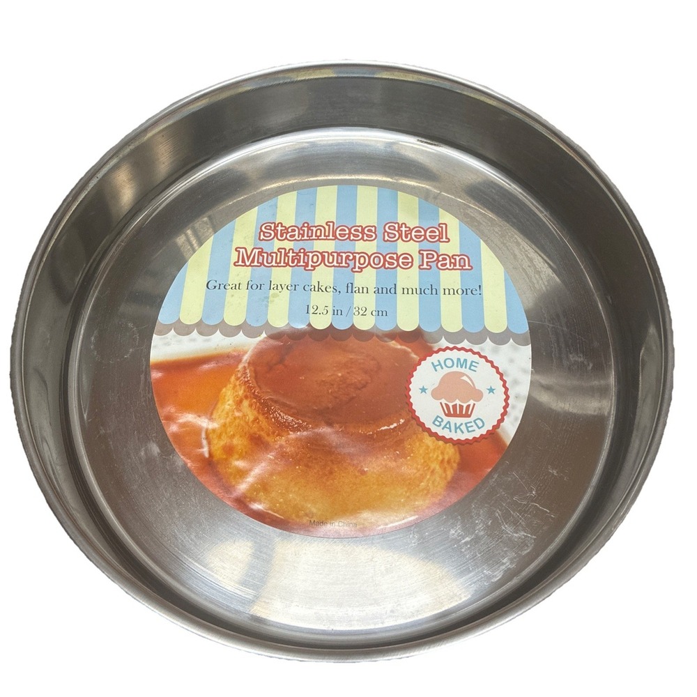 Home Baked Stainless Steel Multipurpose Pan 12.5" Layer Cakes Flan NEW